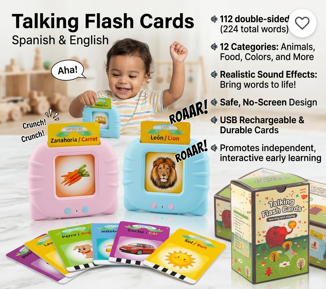 Talking Flash Cards Speech Therapy Toy – 224 Sight Words Audible Early Learning Device