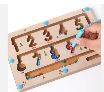 Montessori Magnetic Color & Number Maze – Wooden Counting Puzzle & Fine Motor Skill Toy